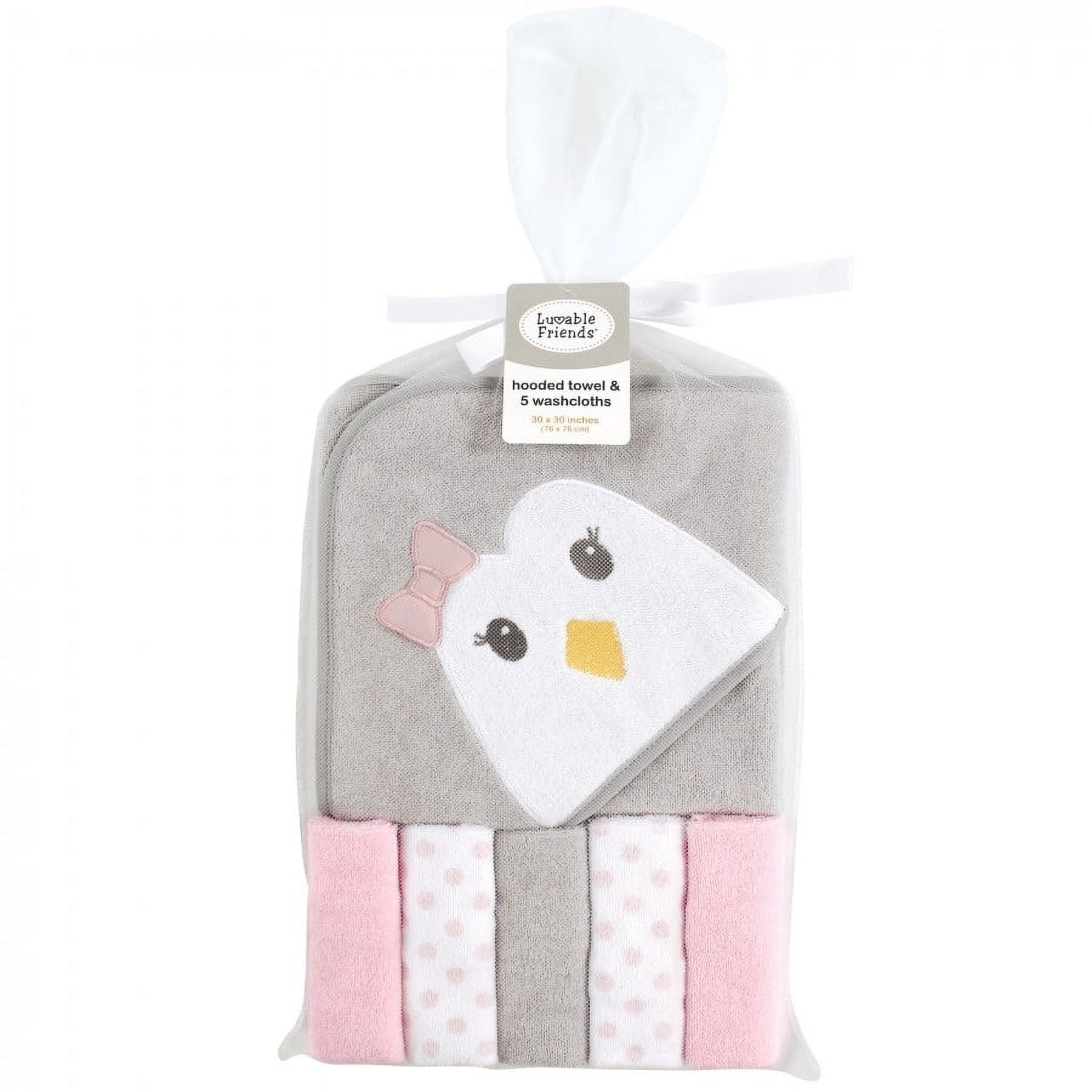 Luvable Friends Unisex Hooded Towel With Five Wipes, Duck, One - Foto 12