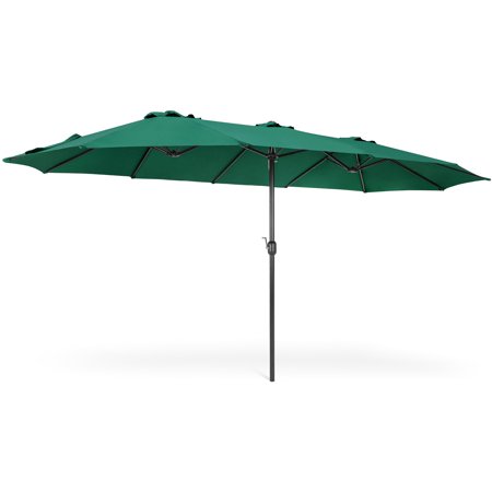 Best Choice Products 15x9ft Large Rectangular Outdoor Aluminum Twin Patio Market Umbrella w/ Crank, Wind Vents for Backyard, Patio, Lawn - (Best Small Umbrella For Wind)