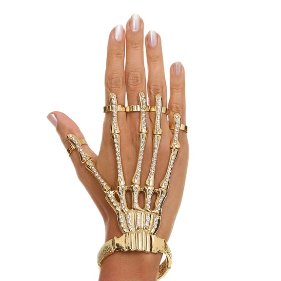 Skeleton Hand Bracelet Costume Accessory for Adults, Gold, Halloween by Way To Celebrate