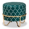 thumbnail image 1 of Baxton Studio Pouf en Métal Tapissé de Velours Vert Turquoise, 1 of 7