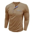 thumbnail image 4 of Long Sleeve Tops for Men Trendy Casual Cotton Soft Henley Tee Shirt Classic Fit Chest Pocket Crewneck Pullover (M, Khaki), 4 of 7