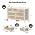 thumbnail image 6 of SICOTAS 51.18" Wide Boho Dresser with 7 Storage Drawers,Rattan Chest of Drawer for Bedroom, Large Capacity Organizer TV Center for Living Room in White Cream Oak, 6 of 9