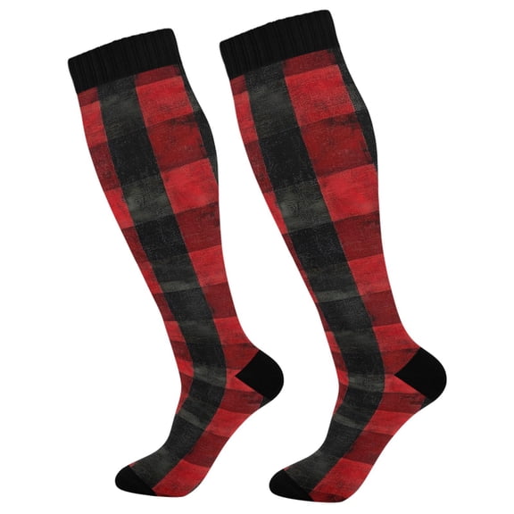 joogoo Checkered Art Socks Women Men Knee High Sock
