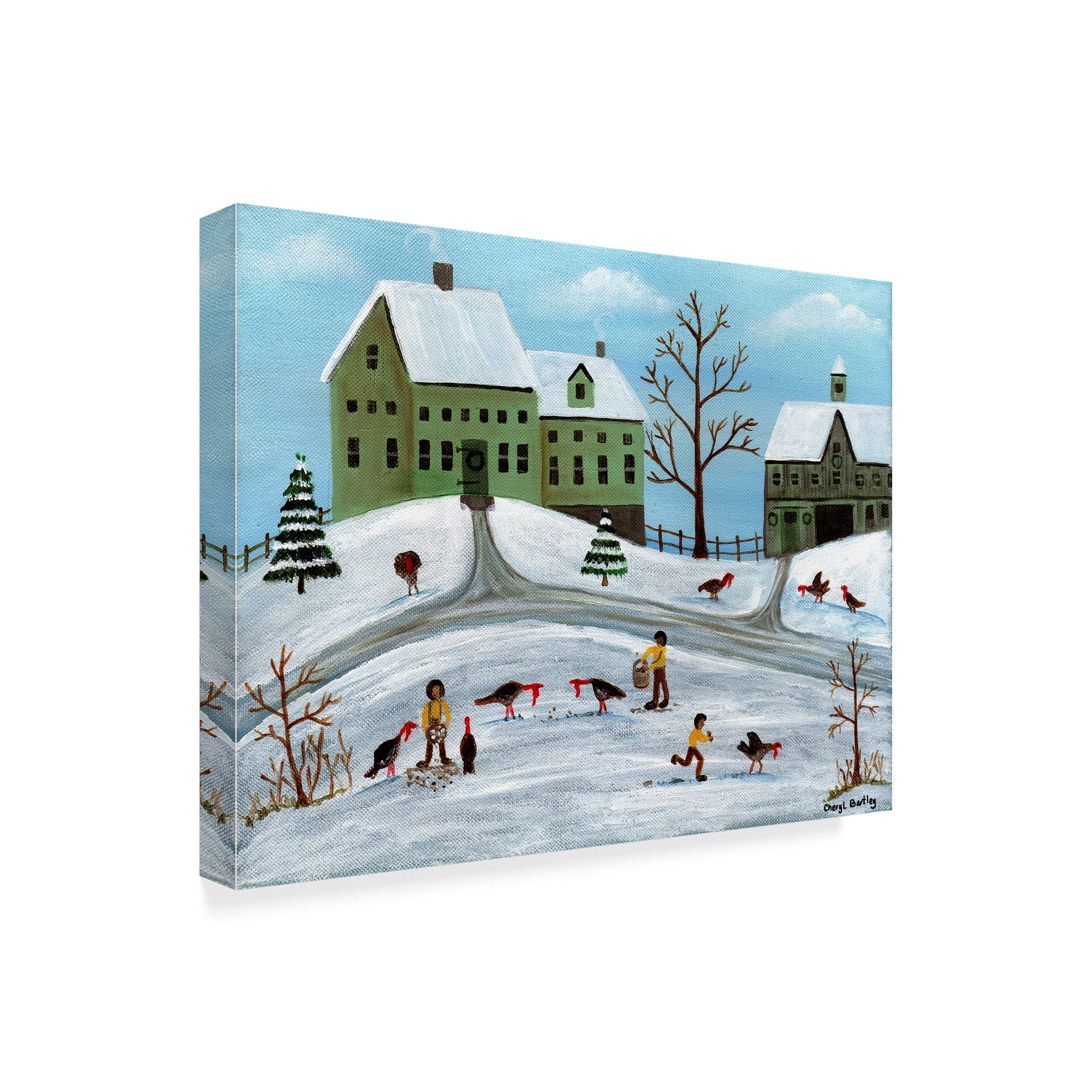 Trademark Fine Art 'Winter Turkey Feeding' Canvas Art by Cheryl Bartley