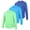 Green/Navy Blue/Sky Blue, variant on BIG ELEPHANT 3-Pack Boys' Quick-Dry Long Sleeve Shirts, UPF 50+ Sun Protective Rashguard, Breathable Athletic Crew Neck Tops, Sizes XS-XXL