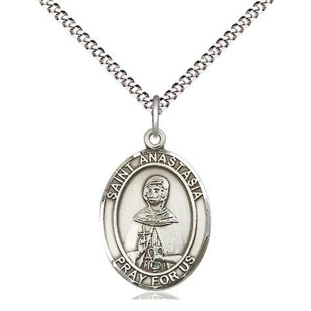 - St. Anastasia Patron Saint Medal in Sterling Silver with 18
