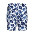 thumbnail image 4 of Yiaed Blue Ink Flowers for Men's Soft Sleep Pajama Short Lounging Pajama Shorts-Small, 4 of 8