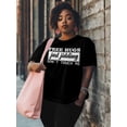 thumbnail image 3 of Women's T-Shirt FREE HUGS Just Jidding Modern Art Graffiti Short Sleeve Casual Tee Classic Crew Neck T Shirt for Women Black, 2XL, 3 of 7