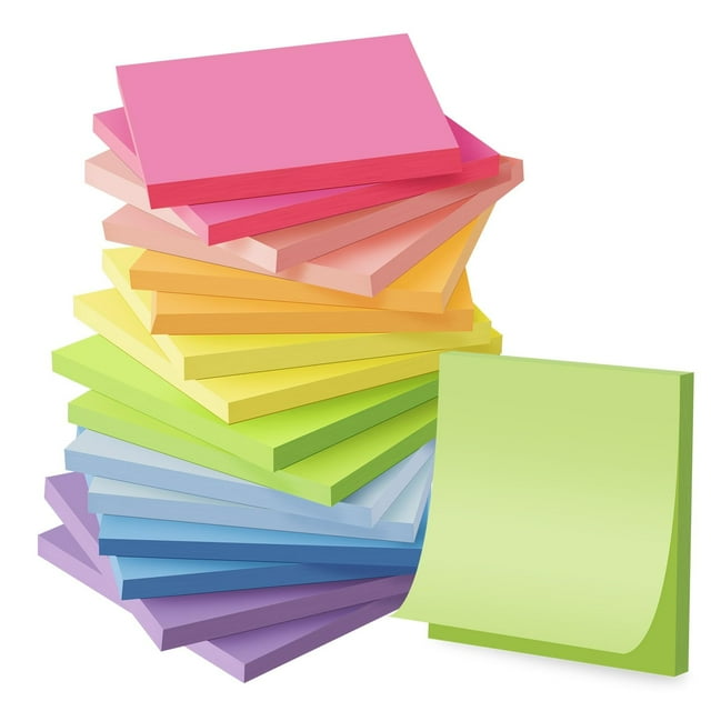 Notas adhesivas Kozerite, paquete de 16, 7,5 x 7,5 cm, colores brillantes