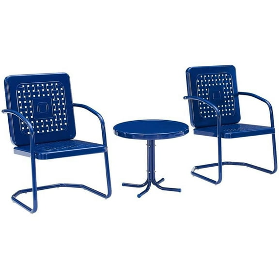 Afuera Living 3-Piece Metal Patio Conversation Set in Navy Gloss