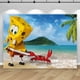 thumbnail image 3 of Fondo de fiesta de Bob Esponja con nombre y edad de bebé personalizado, decoración para cumpleaños de niño, accesorios de fotografía de Patricio y Estrella, pancarta, 3 of 5