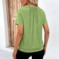 thumbnail image 5 of VEKDONE Short Sleeve V-Neck Tops for Women Casual Loose Fit Pleated Blouse Solid Color Lightweight Pullover Top Summer Soft Comfy Tunic Tops Tshirts Green XL, 5 of 6