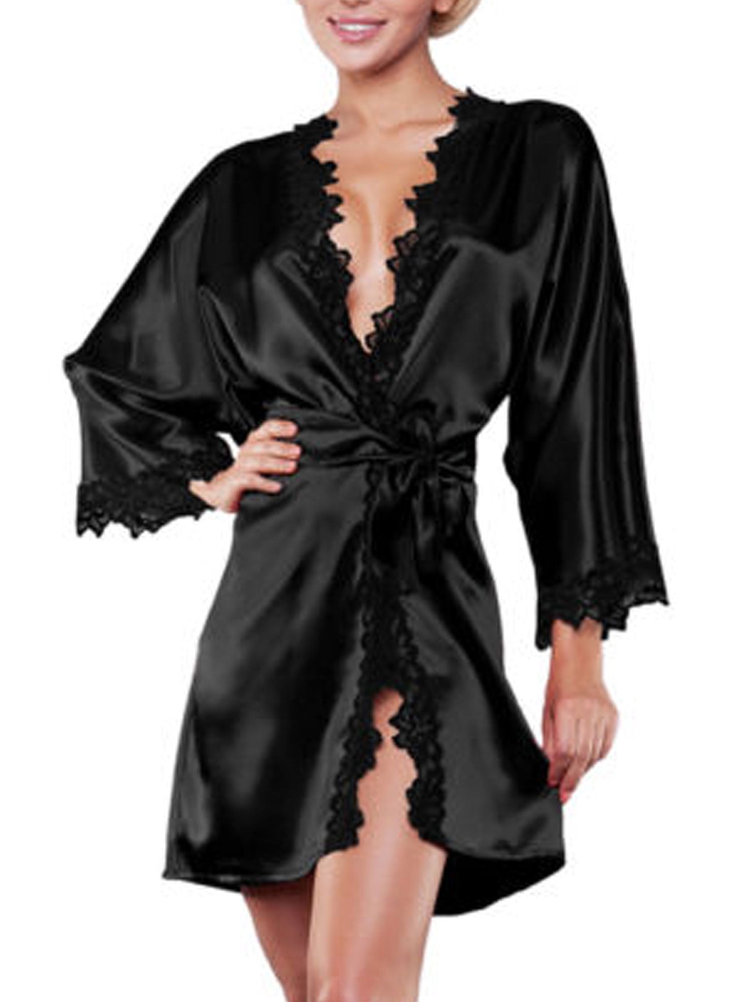 satin lace dressing gown