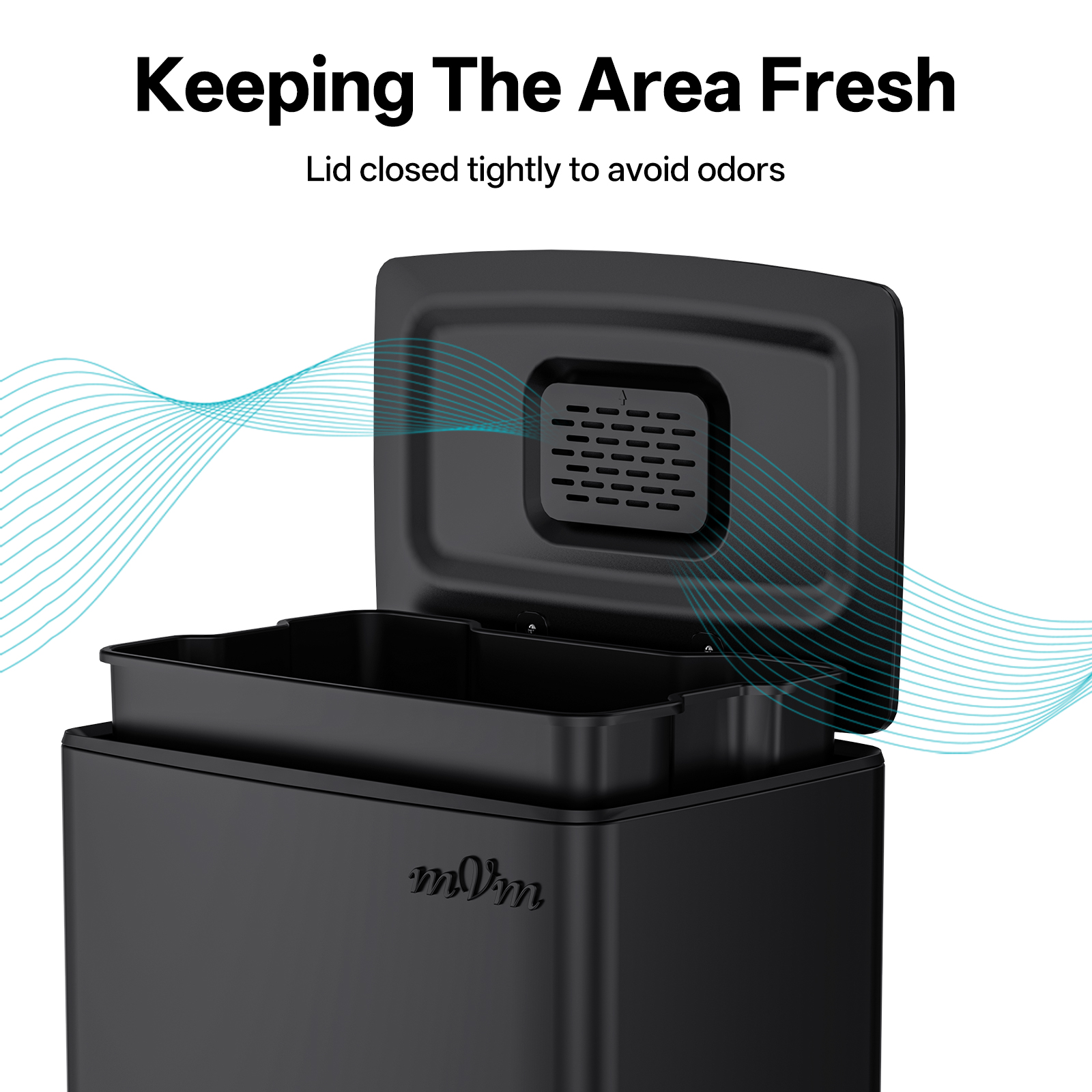 mVm Black Trash Can, 10.6 Gal Stainless Steel Kitchen Trash Can with Foldable Pedal (Black)