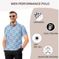 thumbnail image 5 of LA LEELA Mens Golf Shirts Polo Men Shirt Short Sleeve Dri Fit Summer Polos Men's Moisture Wicking Collar Dress Tshirt S Hibiscus, White Blue, 5 of 6