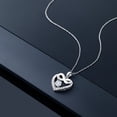 thumbnail image 3 of Gem Stone King 10K White Gold White Lab Grown Diamond Heart and Infinity Pendant Necklace for Women (0.92 Cttw, Round 5MM, with 18 inch Silver Chain), 3 of 4