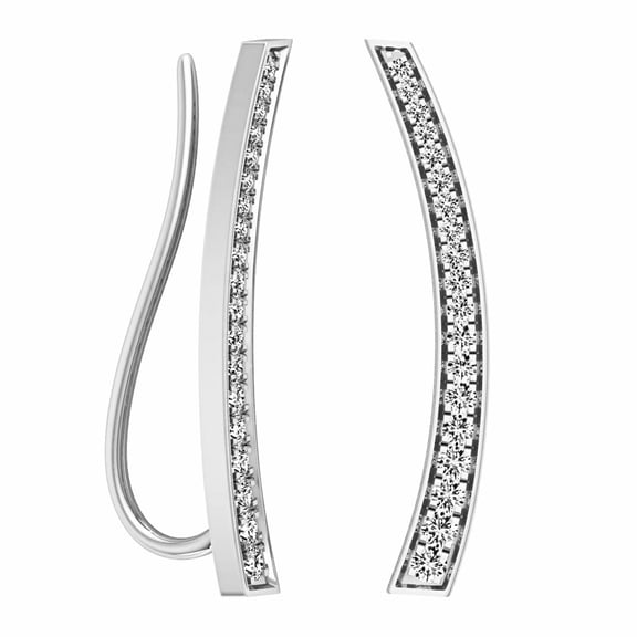 Dazzlingrock Collection 0.30 Carat (ctw) 14K Round White Diamond Ladies Curved Bar Ear Climber Earrings, White Gold