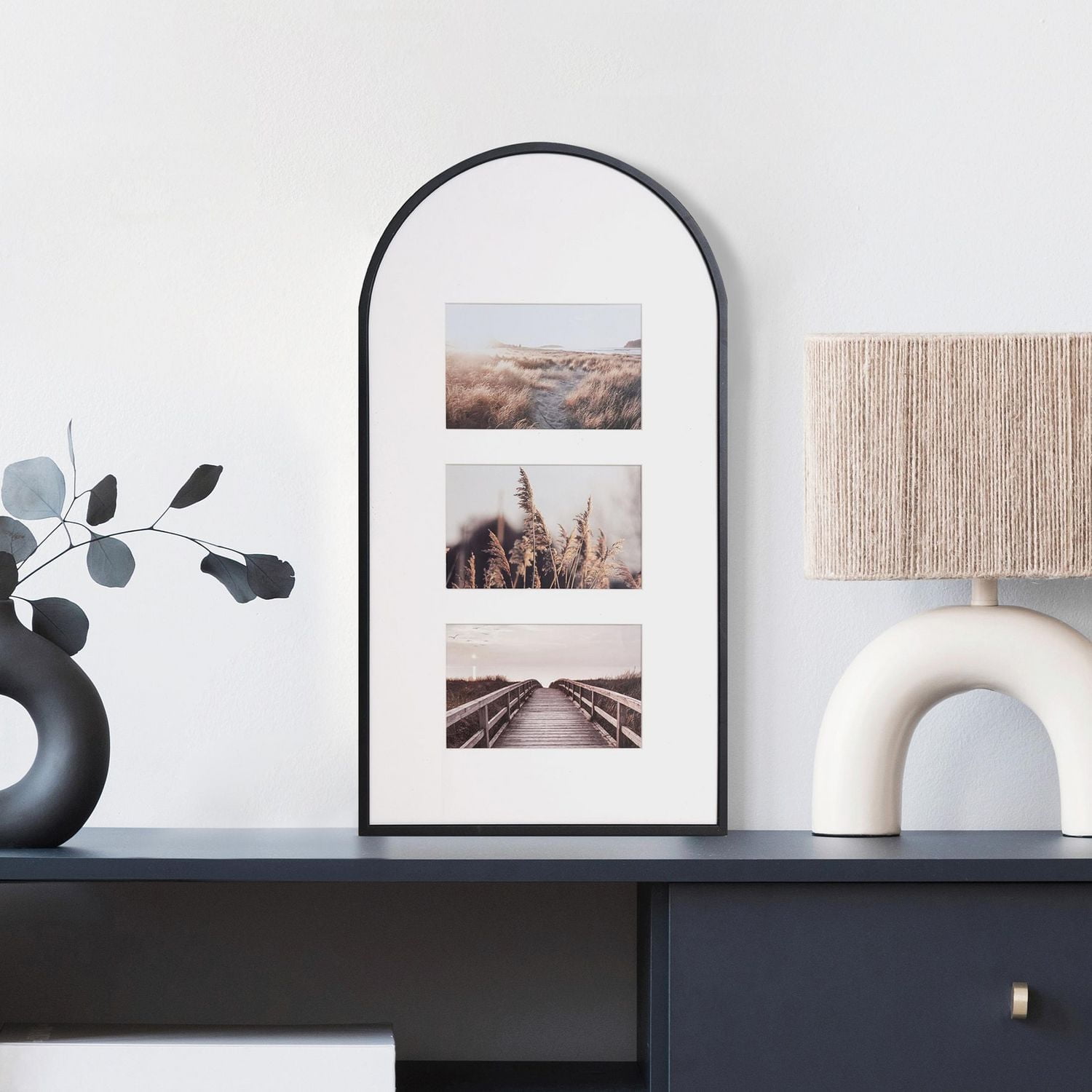 3 ouvertures Métal avec passe-partout blanc