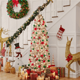 thumbnail image 6 of Yaheetech Clear Prelit LED Green Snow Flocked Pencil Hinged Spruce Artificial Christmas Tree, with Foldable Stand 7.5', 6 of 11