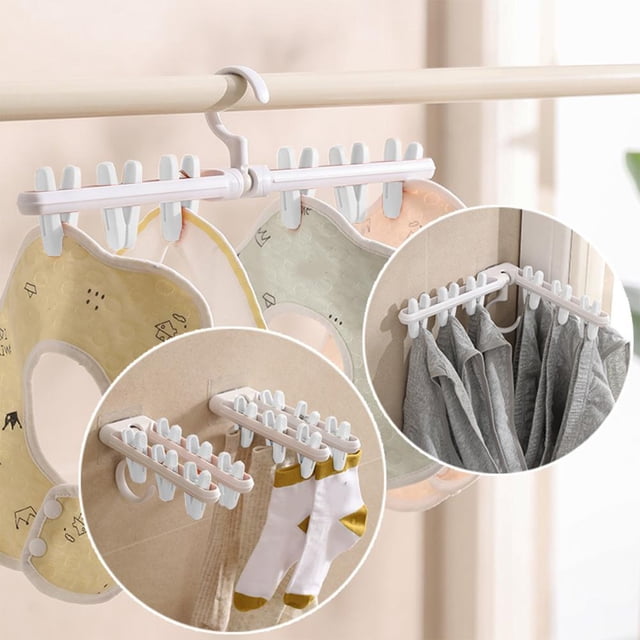 Feltree Multi-functional Folding Wall-hanging Clothes Rack Clothes Balcony Drying Artifacts Household Six Clip Underwear Socks Drying Hanging Racks