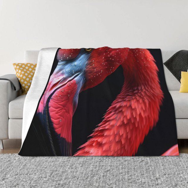 Fotbe Closeup Red Flamingo Portrait Manta de Franela con Estampado, Manta Ultrasuave para Cama, Sofá, Auto, Hipoalergénica y Antibolitas-50"x40"
