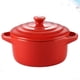 thumbnail image 3 of 1Pc 230ml Double Handle Ceramic Stew Bowl for Home Kitchen with Lid Microwave Oven Compatible (Red), 3 of 4