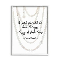 Stupell Industries Classy and Fabulous Fashion Quote with Pearls Graphic Art White Framed Art Print Wall Art, 24x30, by Amanda Greenwood