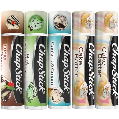 Paquete de cuidado de labios ChapStick – Ice Cream Classics + bálsamo labial para masa de pastel 0.15 oz cada uno (juego de 5 piezas)