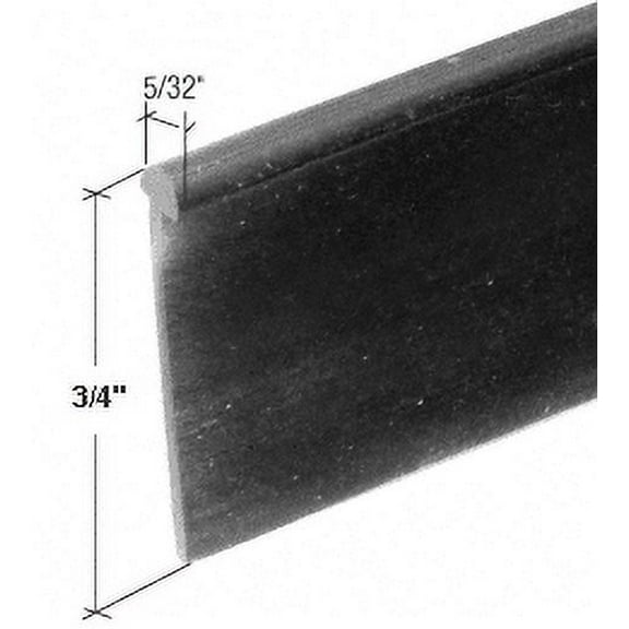 Black Half-Round "T" Type Shower Door Bottom Seal and Sweep - 36 in long