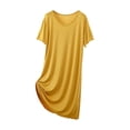 thumbnail image 2 of Women's Short Sleeve Nightgown Crew Neck Ruffle Cuff Polka Soft Comfortable Loose Midi Breathable Cute Loungewear Dress Yellow Womens Pajama Skirt XL, 2 of 4