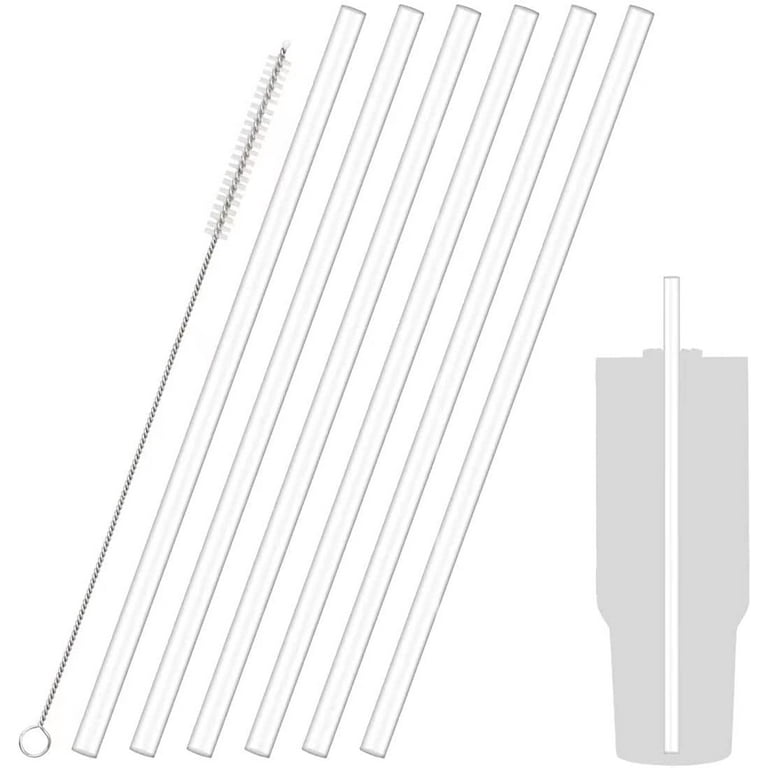 AIERSA 6 Pack Replacement Straws Compatible Stanley 20oz 30oz  Tumbler,Plastic Clear Reusable Straw for Stanley Tumbler,Long Straws with  Cleaning Brush