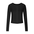 thumbnail image 3 of Women's Cropped Cardigans Sweater Casual Button Down Shirts Long Sleeve Crewneck Basic Classic Jacket Soft Lightweight Solid Top Fall Outfits, 3 of 8