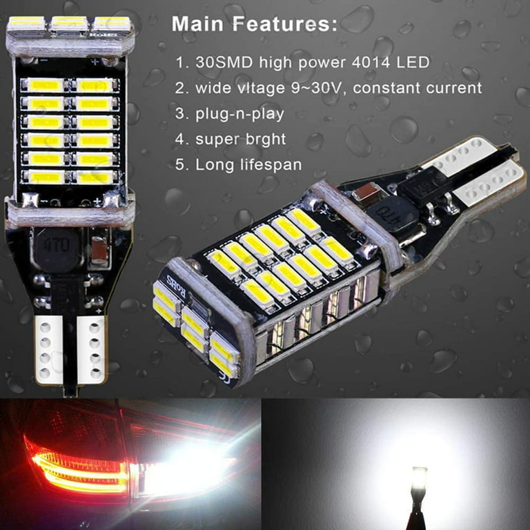 Alla Lighting 912 921 LED Reverse Lights Bulbs, 6000K Xenon White CANBUS  T10 T15 906 W16W 921K 922 Back-up Lights, Cargo Lights Replacement,  Extremely