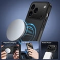 thumbnail image 4 of Magnetic Carbon Fiber Leather Case for iPhone 17 Pro Max, Wireless Charging Compatible, Anti-Fingerprint, Raised Camera Protection,Blue, 4 of 5