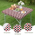 thumbnail image 4 of Red Black White Checkered Pattern Square Fitted Tablecloth with Elastic Edge,Square Table Cover,Washable Elastic Table Cover for Home Kitchen Party Decor 34"x34", 4 of 6