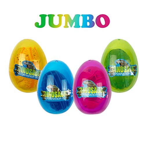 Jofan Paquete de 4 huevos de deformación de dinosaurios Jumbo, huevos de pascua prerelleno JoFAN JoFAN