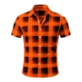 thumbnail image 4 of LEKWK Mens Button Down Short Sleeve Shirt Lightweight Wrinkle Free Casual Plaid T-Shirts Breathable Loose Fit Stretch Dress Shirts Summer Business Outfits, 4 of 5