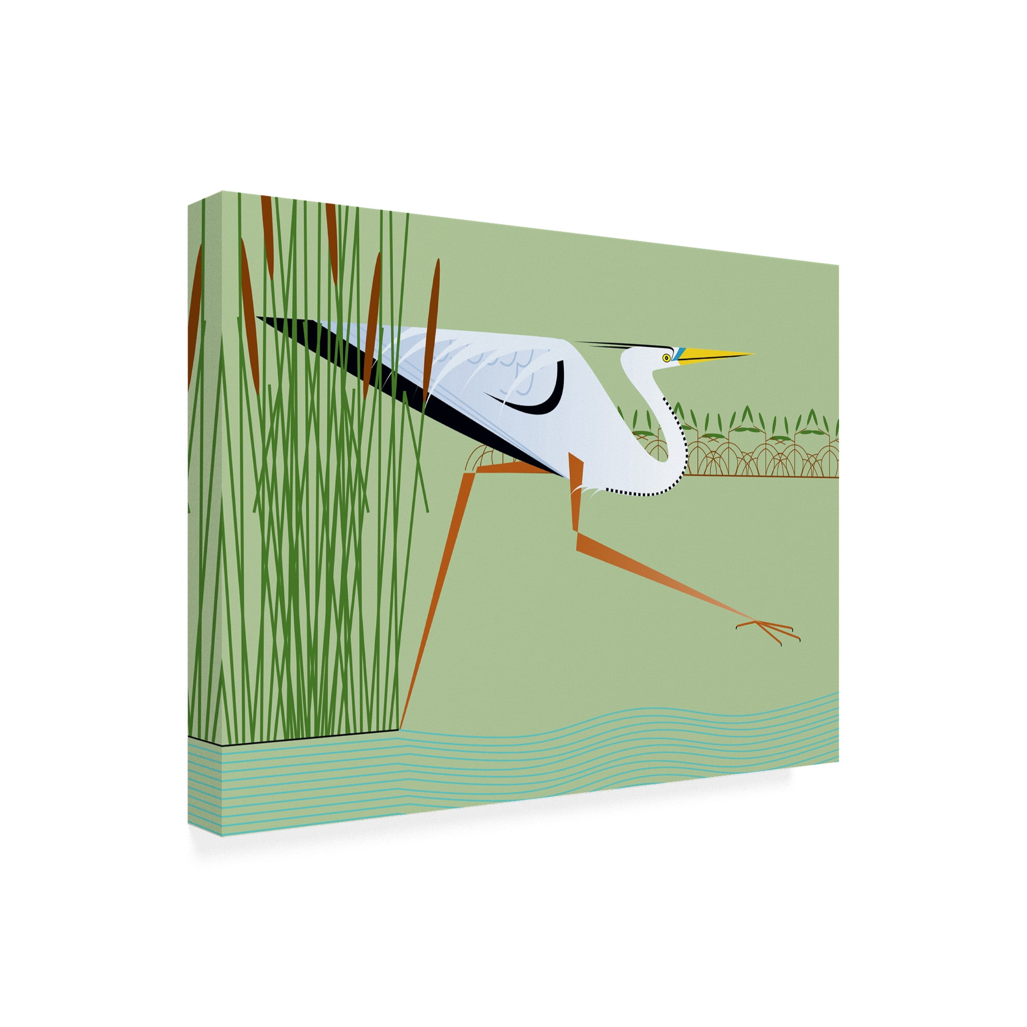 Trademark Fine Art 'Great Blue Heron On Green' Canvas Art by Marie Sansone