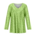 thumbnail image 4 of Pompotops Women Plus Size Long Sleeved V-Neck Print Blouse Pullover Tops Shirt Clearance, 4 of 8