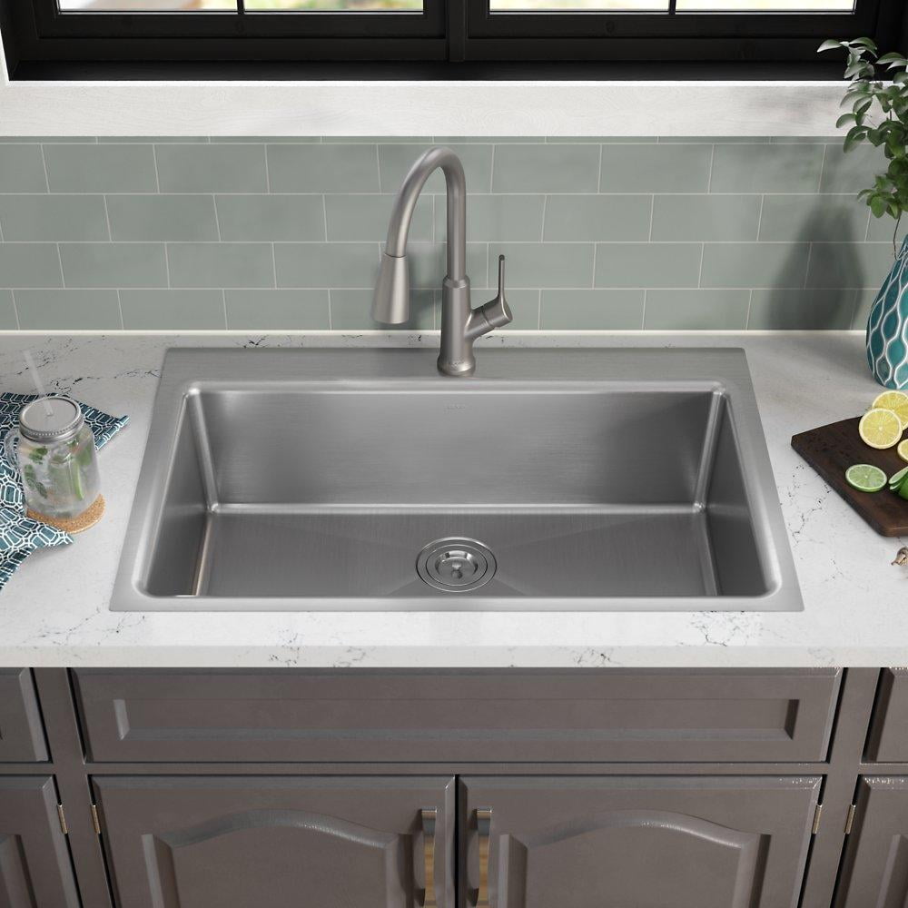 Elkay LK1410LS Single-Handle 2-Setting Pull-Down Spray Kitchen Faucet (Lustrous Steel)