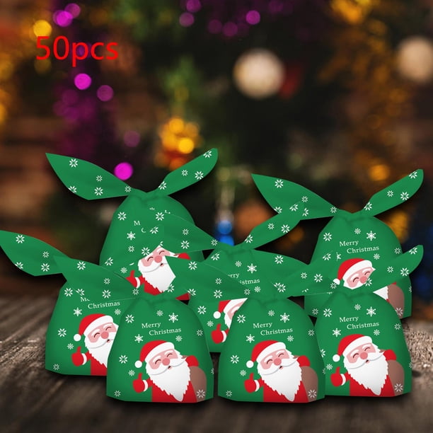 50 Stück Weihnachtsfeier-Süßigkeitstüten, Massenhochzeits-Süßigkeitstüten, Kekse, Snacks, Aufbewahrungsbeutel, Weihnachtsleckereien, Für , Verde Green Yotijar Envoltura de dulces