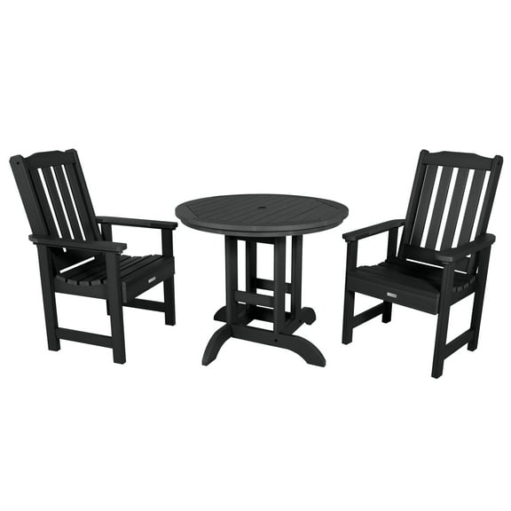 Highwood's 36" Round 3-pc Lehigh Dining Set - Dining Height, Outdoor, Eco-friendly, Synthetic Wood