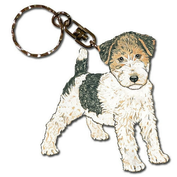 Fox Terrier Wire Keychain, Souvenir Key Holder, Dog Charm Tag, Pet Key Rings Craft Ornaments, Wooden Die-Cut