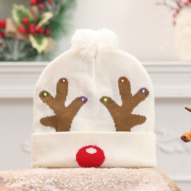 Gorro de Navidad con luz Led intermitente, gorro de punto de Color cálido para invierno, regalo para Año Nuevo, decoración para fiesta de navidad