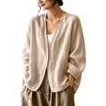 thumbnail image 5 of Kadlawus Women Fall Long Sleeve Loose Cardigan Open Front Casual Knit Shawl Wrap Cozy Soft Flowy for Daily Office Weekend Travel, Beige M, 5 of 9