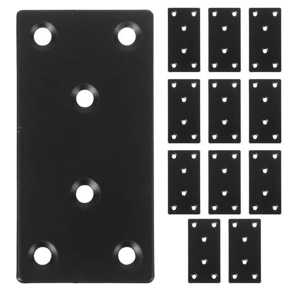 Clispeed 12Pcs Black Metal Corner Brackets for Wood Straight Mending Plates