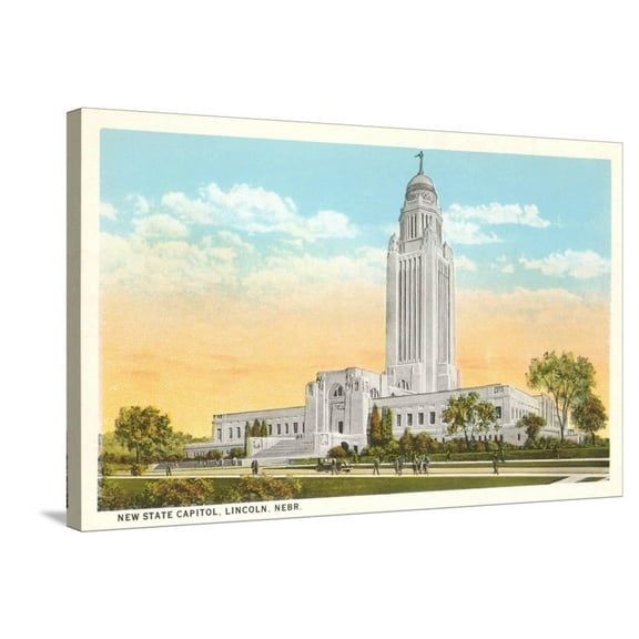 Art.com State Capitol, Lincoln, Nebraska Stretched Canvas Print Wall Art, 36" x 24"