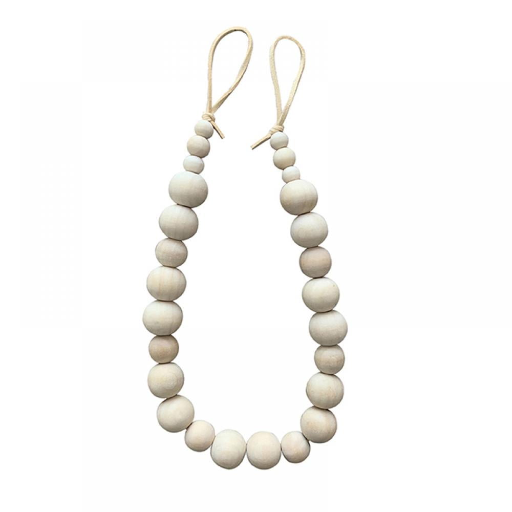 Set Of 2 Curtain Tie Backs Wood Bead Curtain Hold Window Farmhouse Garland Decor Accessories Home Decoration