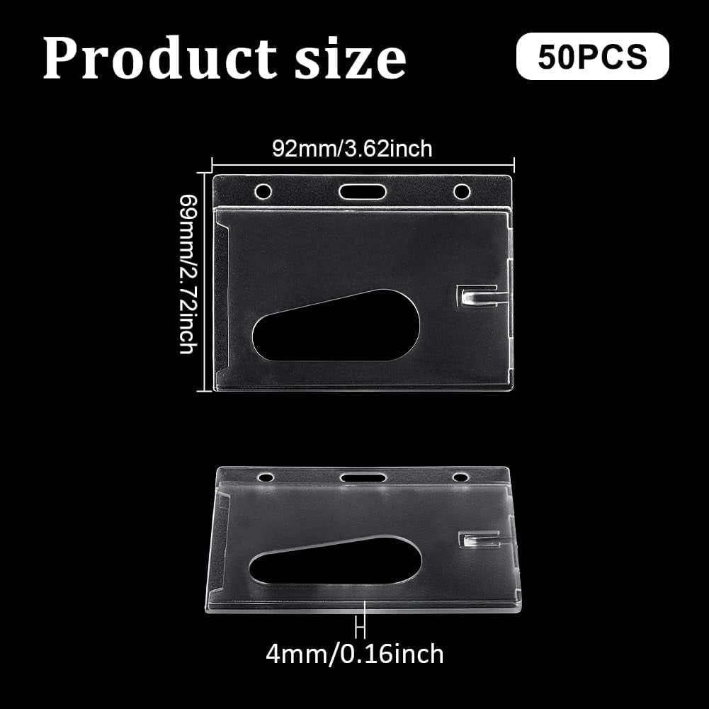 50 pc 50pcs Hard Plastic Horizontal ID Badge Holder Frosted Clear Badge Holder with Thumb Slot Rectangular ID Card Holders Badge Protector Case Sleeve