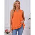thumbnail image 4 of DARING DIVA Women's Chiffon Blouse V Neck Sleeveless Double Layer Flowy Top M Orange Red, 4 of 7